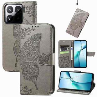 For Xiaomi 15 Butterfly Love Flower Embossed Leather Phone Case(Gray)