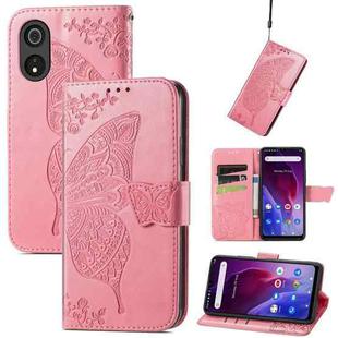 For Cubot P60 Butterfly Love Flower Embossed Leather Phone Case(Pink)