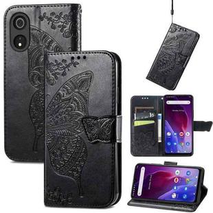 For Cubot P60 Butterfly Love Flower Embossed Leather Phone Case(Black)