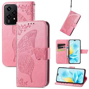 For Honor 200 Lite Global Butterfly Love Flower Embossed Leather Phone Case(Pink)