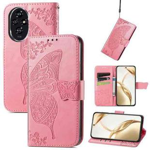 For Honor 200 Butterfly Love Flower Embossed Leather Phone Case(Pink)