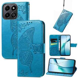 For Honor 200 Smart Butterfly Love Flower Embossed Leather Phone Case(Blue)