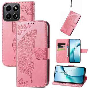 For Honor 200 Smart Butterfly Love Flower Embossed Leather Phone Case(Pink)