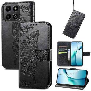 For Honor 200 Smart Butterfly Love Flower Embossed Leather Phone Case(Black)