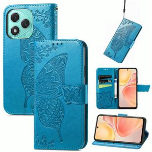 For Honor 400 Lite Butterfly Love Flower Embossed Leather Phone Case(Blue)