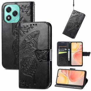 For Honor 400 Lite Butterfly Love Flower Embossed Leather Phone Case(Black)