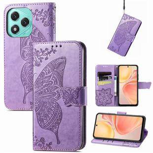 For Honor 400 Lite Butterfly Love Flower Embossed Leather Phone Case(Lavender)