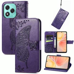 For Honor 400 Lite Butterfly Love Flower Embossed Leather Phone Case(Purple)