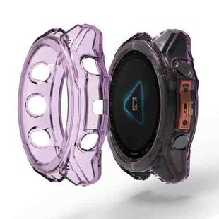 For Garmin Fenix 8 AMOLED 43mm ENKAY Hat-Prince Transparent TPU Frame Drop Protection Case(Purple)