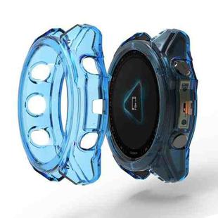 For Garmin Fenix 8 AMOLED / MIP 51mm ENKAY Hat-Prince Transparent TPU Frame Drop Protection Case(Blue)