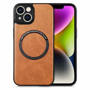 For iPhone 14 Plus Solid Color Leather Skin Back Cover Phone Case(Brown)
