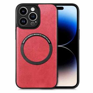 For iPhone 14 Pro Solid Color Leather Skin Back Cover Phone Case(Red)