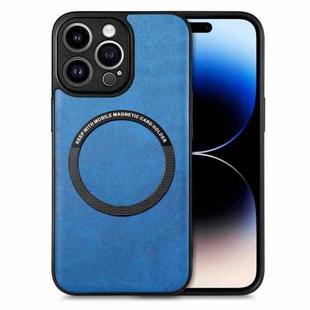 For iPhone 14 Pro Solid Color Leather Skin Back Cover Phone Case(Blue)