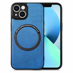 For iPhone 13 Solid Color Leather Skin Back Cover Phone Case(Blue)