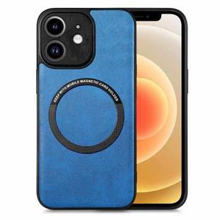 For iPhone 12 Solid Color Leather Skin Back Cover Phone Case(Blue)