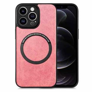 For iPhone 12 Pro Solid Color Leather Skin Back Cover Phone Case(Pink)