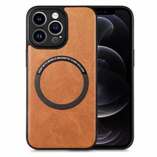 For iPhone 12 Pro Solid Color Leather Skin Back Cover Phone Case(Brown)