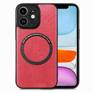 For iPhone 11 Solid Color Leather Skin Back Cover Phone Case(Red)