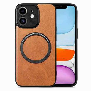 For iPhone 11 Solid Color Leather Skin Back Cover Phone Case(Brown)