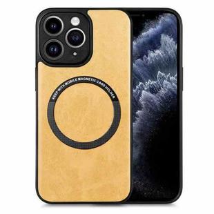 For iPhone 11 Pro Solid Color Leather Skin Back Cover Phone Case(Yellow)