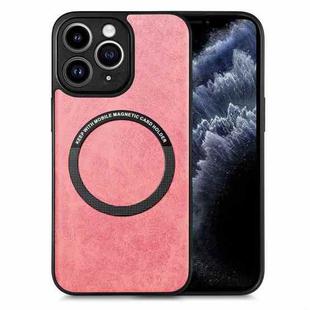For iPhone 11 Pro Max Solid Color Leather Skin Back Cover Phone Case(Pink)