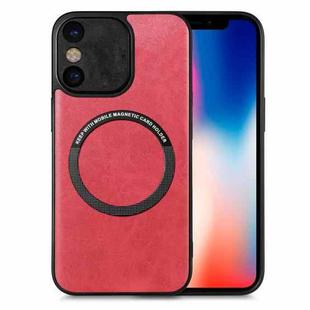 For iPhone X / XS Solid Color Leather Skin Back Cover Phone Case(Red)