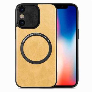 For iPhone X / XS Solid Color Leather Skin Back Cover Phone Case(Yellow)