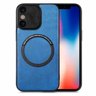 For iPhone X / XS Solid Color Leather Skin Back Cover Phone Case(Blue)