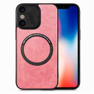 For iPhone X / XS Solid Color Leather Skin Back Cover Phone Case(Pink)