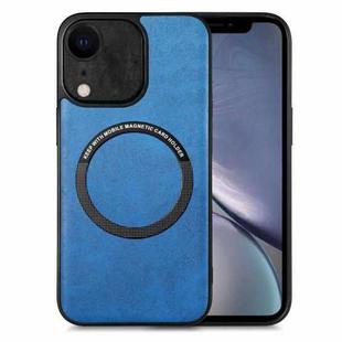 For iPhone XR Solid Color Leather Skin Back Cover Phone Case(Blue)