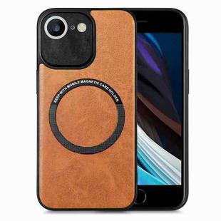 For iPhone SE 2022 / 7 / 8 Solid Color Leather Skin Back Cover Phone Case(Brown)
