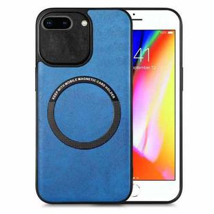 For iPhone 7 Plus / 8 Plus Solid Color Leather Skin Back Cover Phone Case(Blue)
