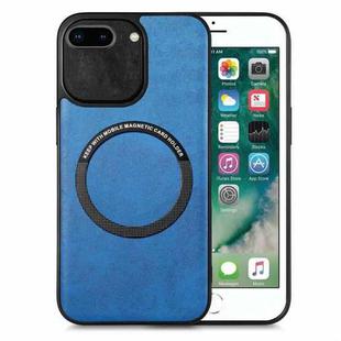 For iPhone 6 Plus / 6s Plus Solid Color Leather Skin Back Cover Phone Case(Blue)