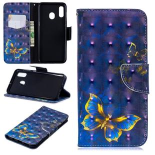 3D Colored Drawing Pattern Horizontal Flip Leather Case for Samsung Galaxy A20&A30, with Holder & Card Slots & Wallet(Butterfly)