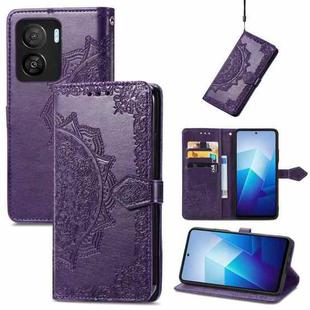 For vivo iQOO Z7 Mandala Flower Embossed Leather Phone Case(Purple)