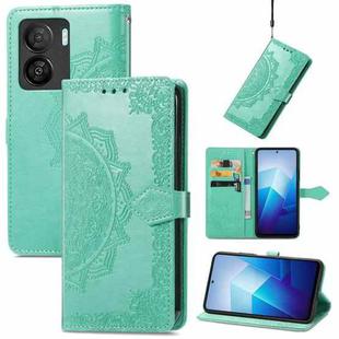 For vivo iQOO Z7 Mandala Flower Embossed Leather Phone Case(Green)