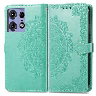 For Motorola Edge 50 Pro Mandala Flower Embossed Leather Phone Case(Green)