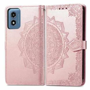 For Motorola Moto G Play 2024 Mandala Flower Embossed Leather Phone Case(Rose Gold)