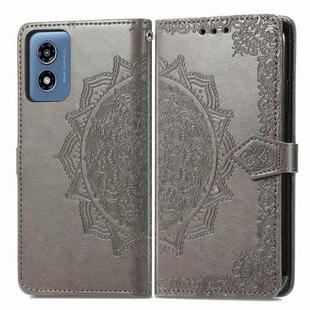 For Motorola Moto G Play 2024 Mandala Flower Embossed Leather Phone Case(Gray)