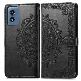 For Motorola Moto G Play 2024 Mandala Flower Embossed Leather Phone Case(Black)