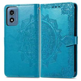 For Motorola Moto G Play 2024 Mandala Flower Embossed Leather Phone Case(Blue)