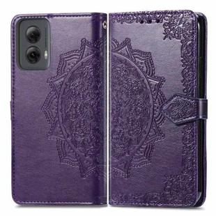 For Motorola Moto G Power 5G 2024 Mandala Flower Embossed Leather Phone Case(Purple)