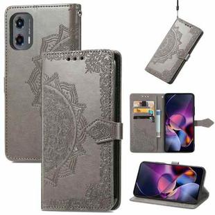 For Motorola Moto G Stylus 5G 2024 Mandala Flower Embossed Leather Phone Case(Gray)