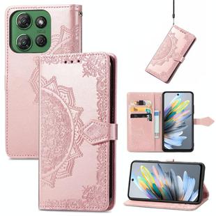 For Motorola Moto G Power 2025 Mandala Flower Embossed Leather Phone Case(Rose Gold)