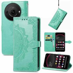 For Sharp Aquos R8 Pro Mandala Flower Embossed Leather Phone Case(Green)