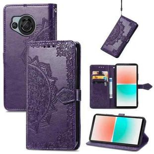 For Sharp Aquos R8 Mandala Flower Embossed Leather Phone Case(Purple)