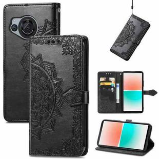 For Sharp Aquos R8 Mandala Flower Embossed Leather Phone Case(Black)