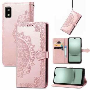 For Sharp Aquos Wish 3 Mandala Flower Embossed Leather Phone Case(Rose Gold)