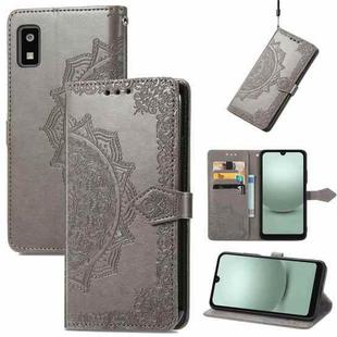For Sharp Aquos Wish 3 Mandala Flower Embossed Leather Phone Case(Gray)