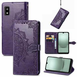 For Sharp Aquos Wish 3 Mandala Flower Embossed Leather Phone Case(Purple)